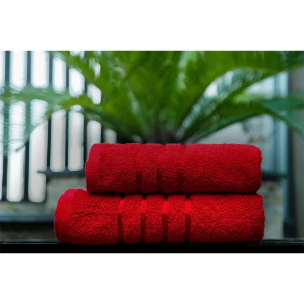 Export Quality Virgin Cotton Towel ( Red Pair )